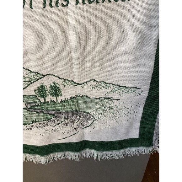 Old Irish Blessing Tapestry Throw Blanket 40"x60"  Green & White  Fringed Edges - Picture 5 of 6